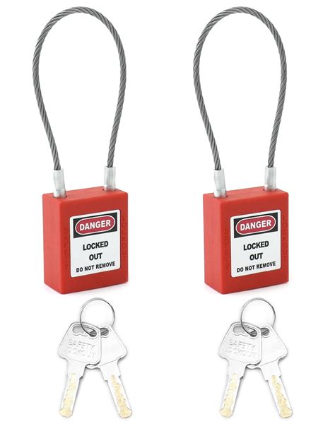 QWORK 4 Pack Lockout Tagout Steel Cable Locks With 8 Keys Compact