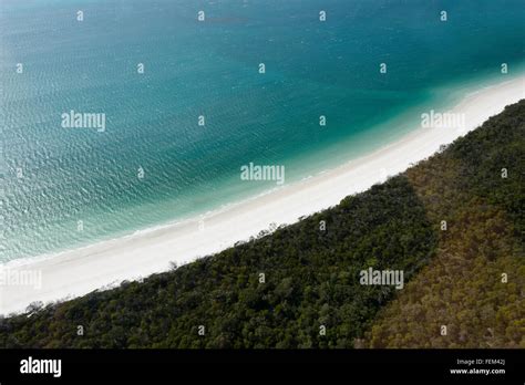 Aerial view of Whitehaven Beach, Whitsunday Islands, Queensland ...