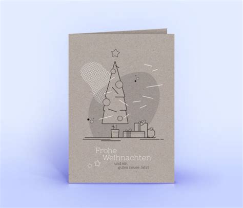 Exklusive Weihnachtskarte mit Tannengrün Motiv auf grauem Design