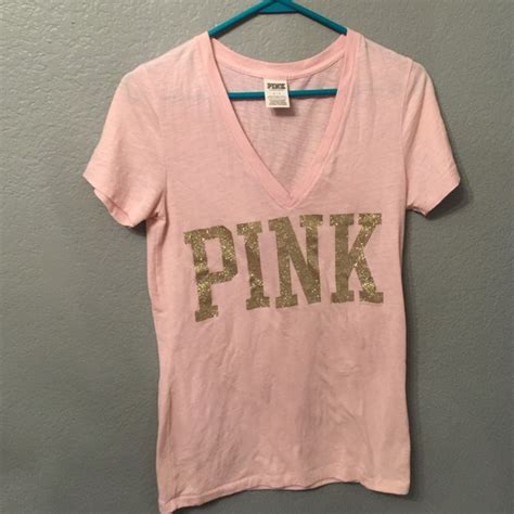 Pink Victorias Secret Tops Light Pink Victoria Secret Pink V Neck T Shirt Poshmark