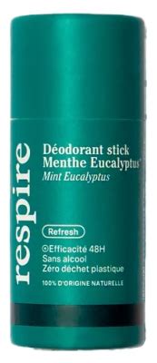 Respire Déodorant Menthe Eucalyptus Stick Solide Efficacité 48H Carton