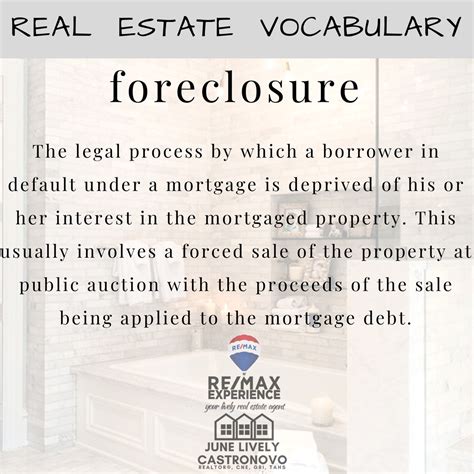 Foreclosure The Legal Process By Which A Borrower In Default Under A