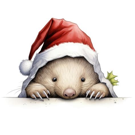 Premium Photo Wombat Wearing Santa Hat