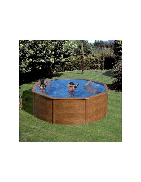 Piscina Elevada Redonda X Cm Chapa Imitaci N Madera Gre Kit W