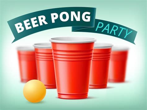 Premium Vector Beer Pong Party Poster Realistic Plastic Cups And