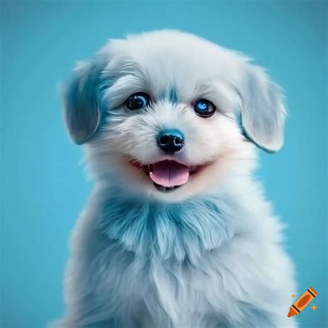 Cute Baby Dog With Light Blue Fluffy Fur On Craiyon