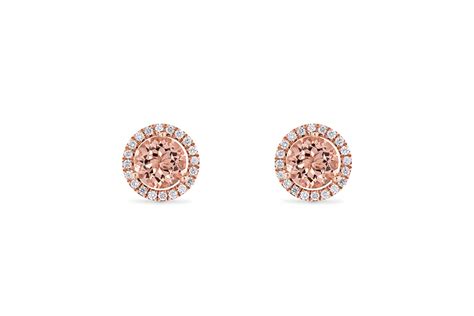 Morganite And Diamond Halo Stud Earrings Minichiello Jewellers