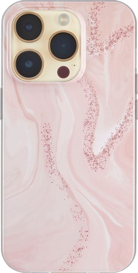 Insignia™ Hard Shell Case For Iphone 14 Pro Pink Marble Ns 14ptpmrbl