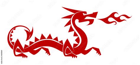 Red Dragon Stylized Silhouette Of A Chinese Dragon Stock Vector