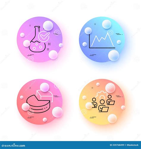 Chemistry Lab Pie Chart And Teamwork Minimal Line Icons For Web