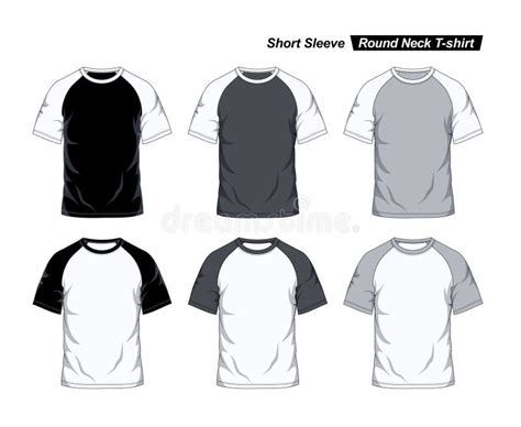 Raglan Round Neck T Shirt Template Short Sleeve Front Vie Stock Vector Illustration Of Views