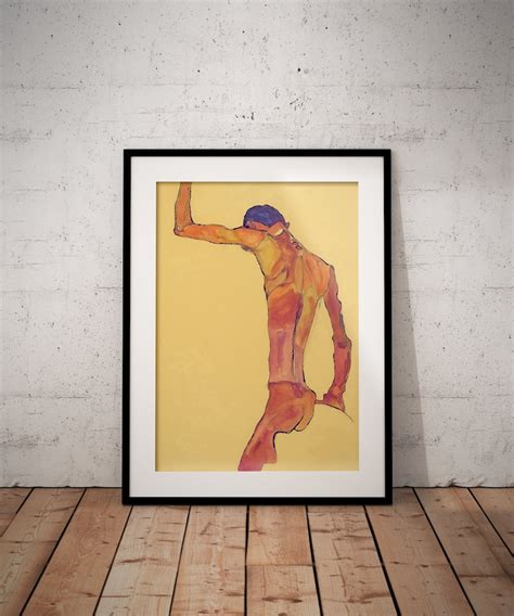 Nude Male Egon Schiele Remastered Expressionism Art Print Etsy