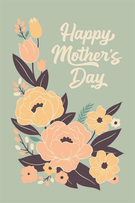 Mothers Day Floral Greeting Card 22209505 Vector Art At Vecteezy