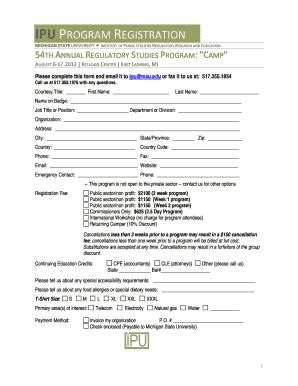 Fillable Online Ipu Msu Ipu Program Registration Ipu Msu Fax Email