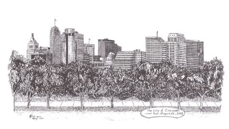 Cincinnati Skyline Sketch at PaintingValley.com | Explore collection of ...