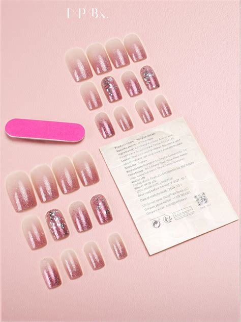 Pcs Color Block Short Almond Shaped Spring Summer Nude White Glossy