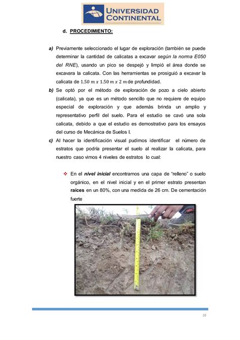 Informe De Suelos Calicata Pdf