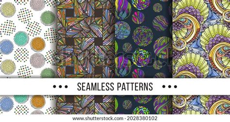 Set Samless Ornate Doodle Handdrawn Abstract Stock Vector Royalty Free