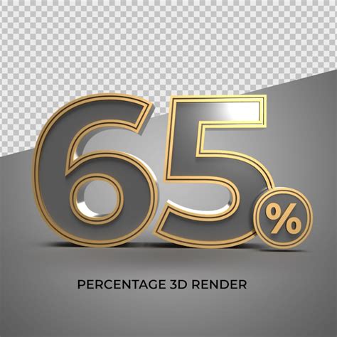 Premium Psd 3d 65 Percentage Number Black Gold