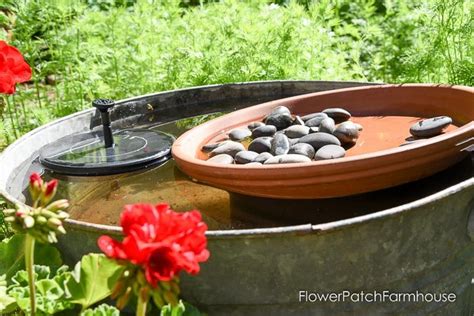 DIY Solar Fountain Hummingbird Bath - Flower Patch Farmhouse