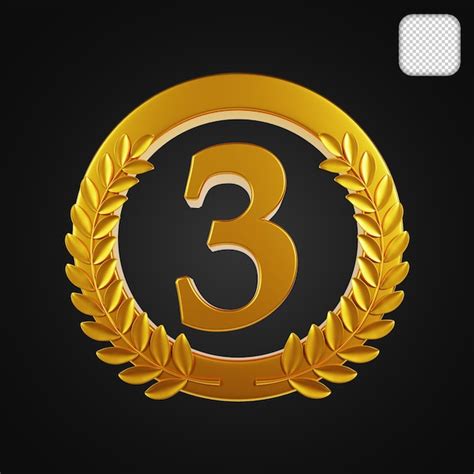 Premium PSD | Number 3 winner award medal 3d illustration