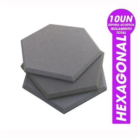 Kit 10 Espuma Acústica Hexagonal Grafite p Absorver Som 30x2 Armazém