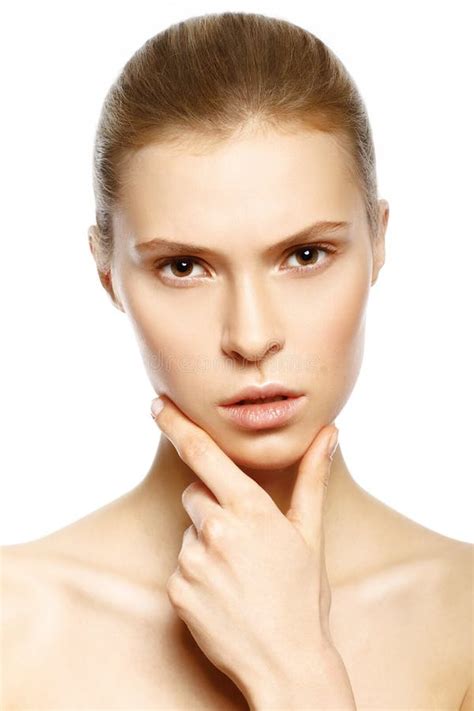 Portrait De Belle Jeune Femme Blonde Avec Le Visage Propre Le Haut Ke Image Stock Image Du