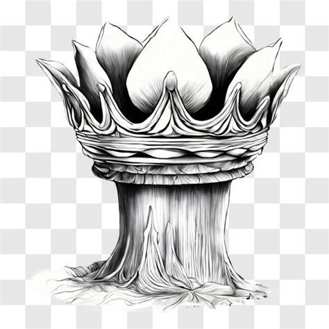 Download Upside-Down Crown Drawing on a Tree Stump PNG Online - Creative Fabrica