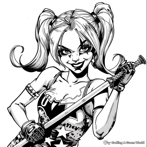 Harley Quinn Coloring Pages Free And Printable Worksheets Library