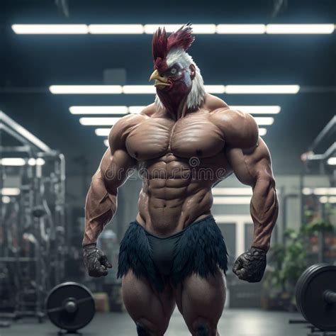 A Buff Rooster At The Gym Stock Illustration Illustration Of Gymnasium