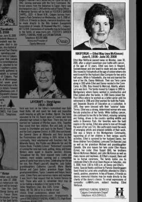 Obituary For NIKIFORUK Ethel May Nikiforuk 1936 2008 Aged 72