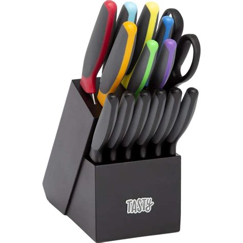 Tasty 15 Piece Soft Grip Stainless Steel Knife Block Set Woolworths