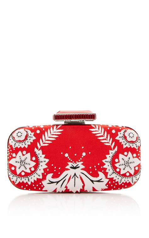 Oscar De La Renta Goa Embellished Satin Clutch