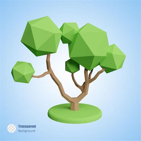 Premium Psd Low Poly Tree In D Render Design