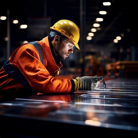 Premium Photo Worker At Metal Sheet Profiling Factory