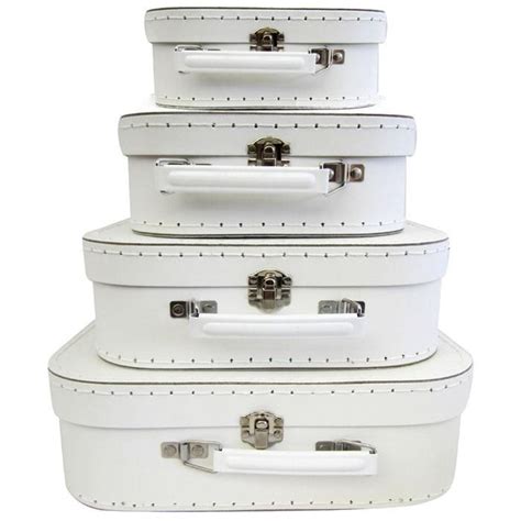 Nesting Suitcases White Set Of 3 White Storage Bow Storage