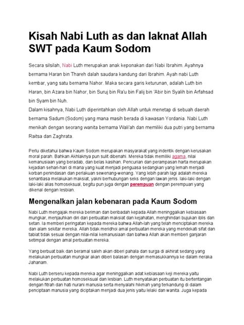 Kisah Nabi Luth As Dan Laknat Allah Swt Pada Kaum Sodom Pdf