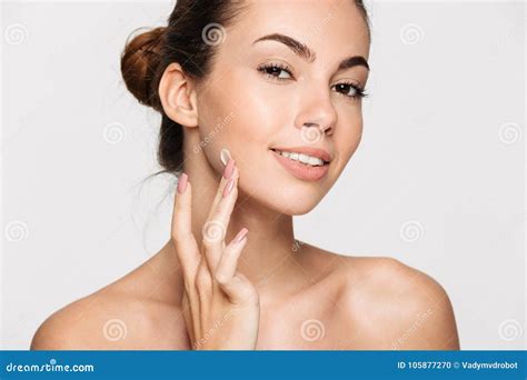 Close Up Beauty Portrait Of A Beautiful Half Naked Woman Stock Photo