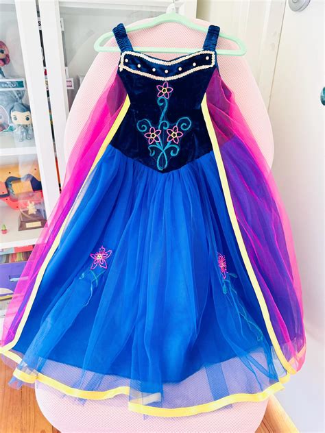 Toddler Girl Princess Anna Dress With Cape, Child Princess Anna Costume
