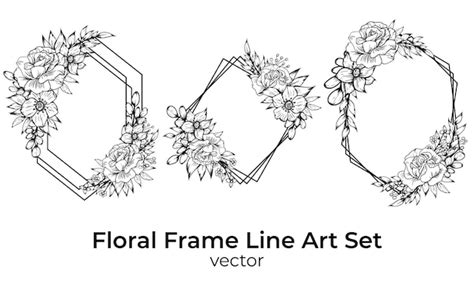 Set Di Bellissime Decorazioni Per Cornici Disegnate A Mano Con Fiori Di