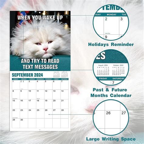 Calendrier Mural 2024 Calendrier Funny Cat 2024 Janvier 2024