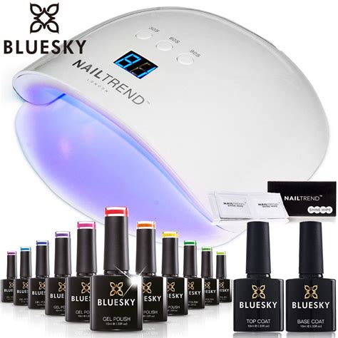 Bluesky Nail Gel Polish Kit Top Base Wipes 24w PRO LED White Lamp