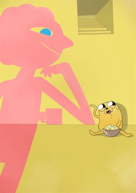 A Cartoon Character Sitting In Front Of A Pink Shadow On The Wall Next