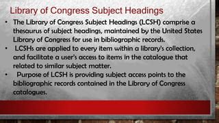 Library Of Congress Subject Heading Ppt