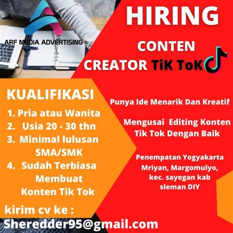 Lowongan Kerja Content Creator Di Arf Media Advertising LokerJogja ID