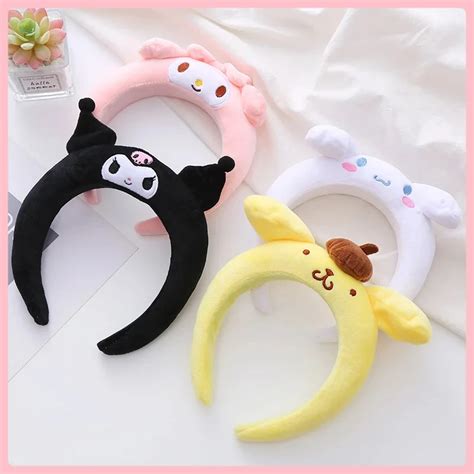 Kawaii Sanrio повязка для волос Kuromi Cinnamoroll помпон пурин ...