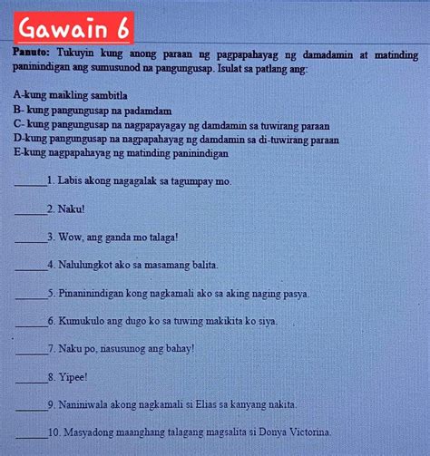 Gawain 6 Panuto Tukuyin Kung Anong Paraan Ng Studyx