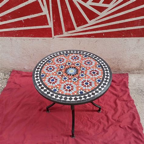 Gorgeous Berber Moroccan Handcraft Mosaic Round Table Boujaad