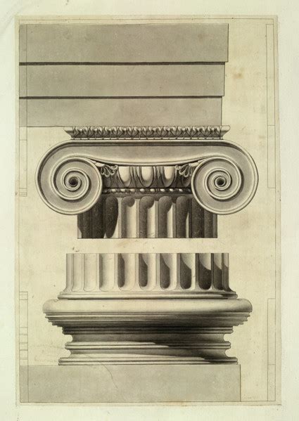 Study Of An Ionic Capital Architrave And Column Base From The Temple