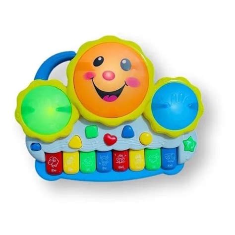 Teclado Piano Musical Tambor Para Bebê Sol musica E Led Brinquedo